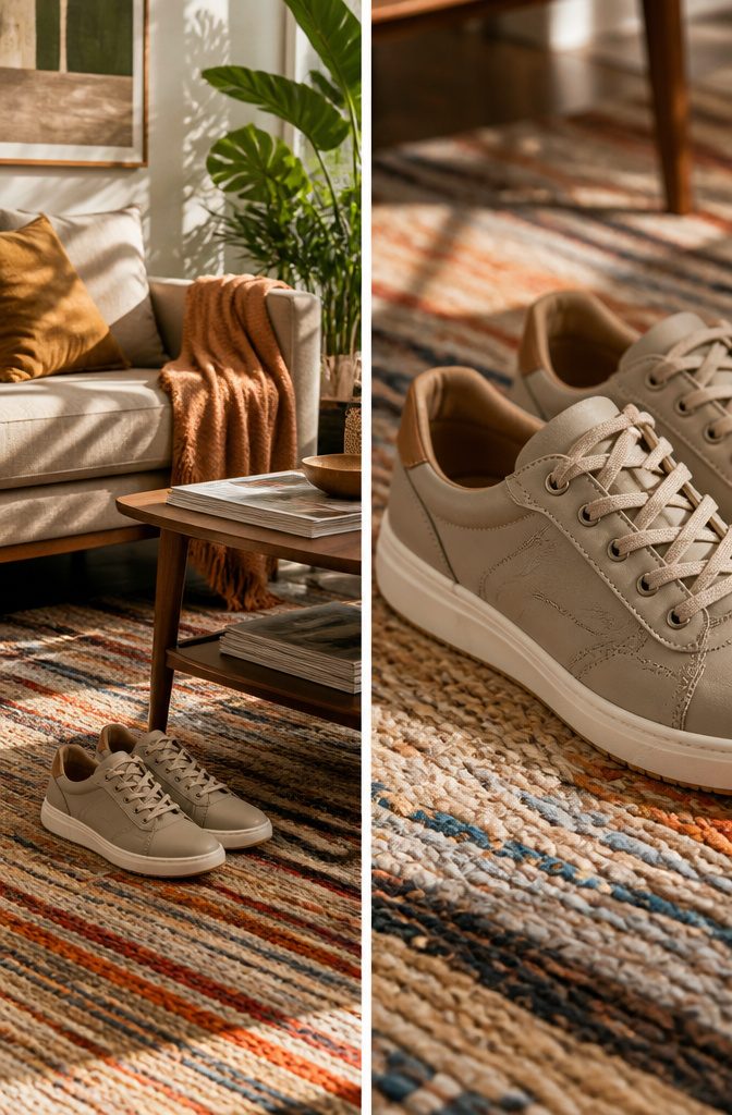 A selection of comfortable shoes arranged on a surface.