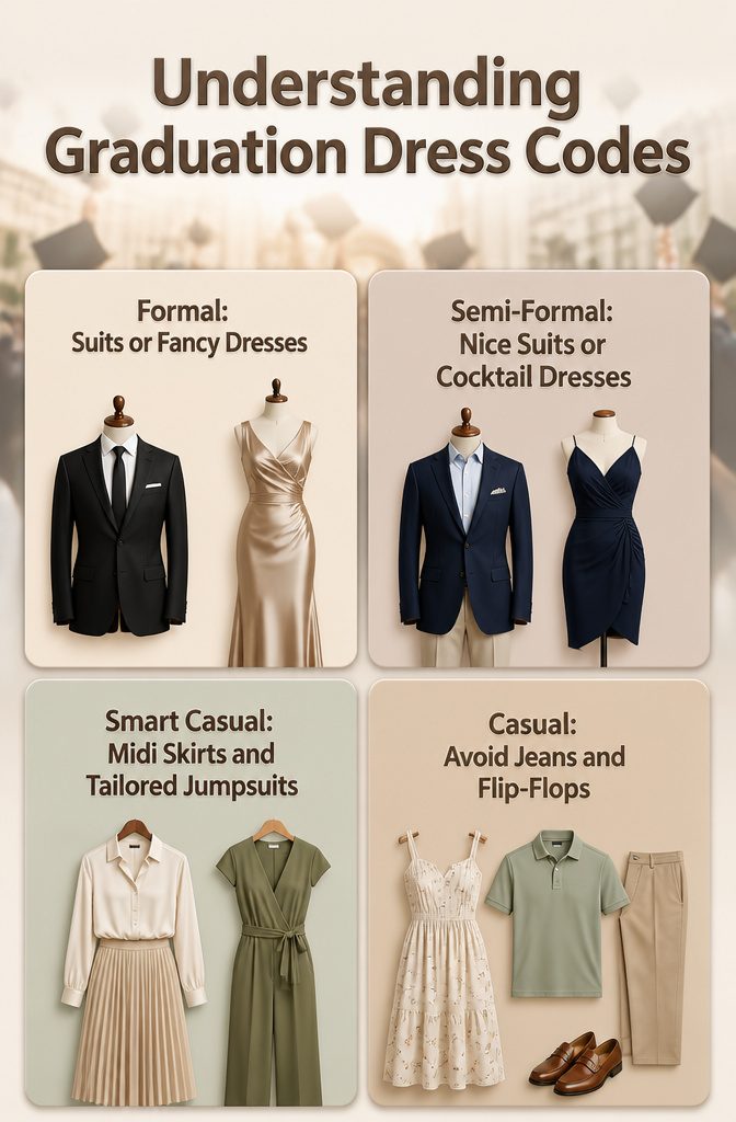 An information image titled 'Understanding Graduation Dress Codes'.